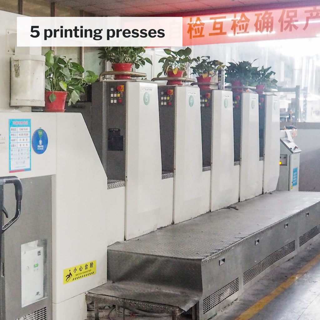 15-unit Heidelberg UV printing machine at Baoyuan Packaging's production facility.