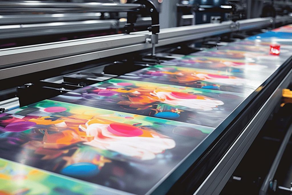 High-speed printing machine producing vibrant, high-quality prints.