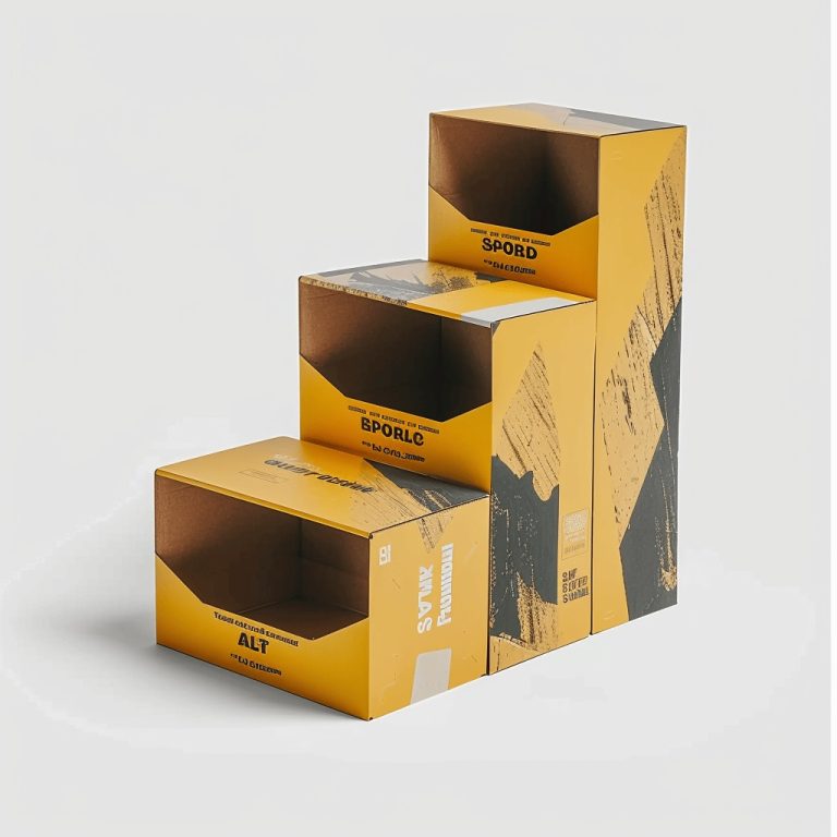 Stacked Yellow Cardboard Display Boxes with Bold Design