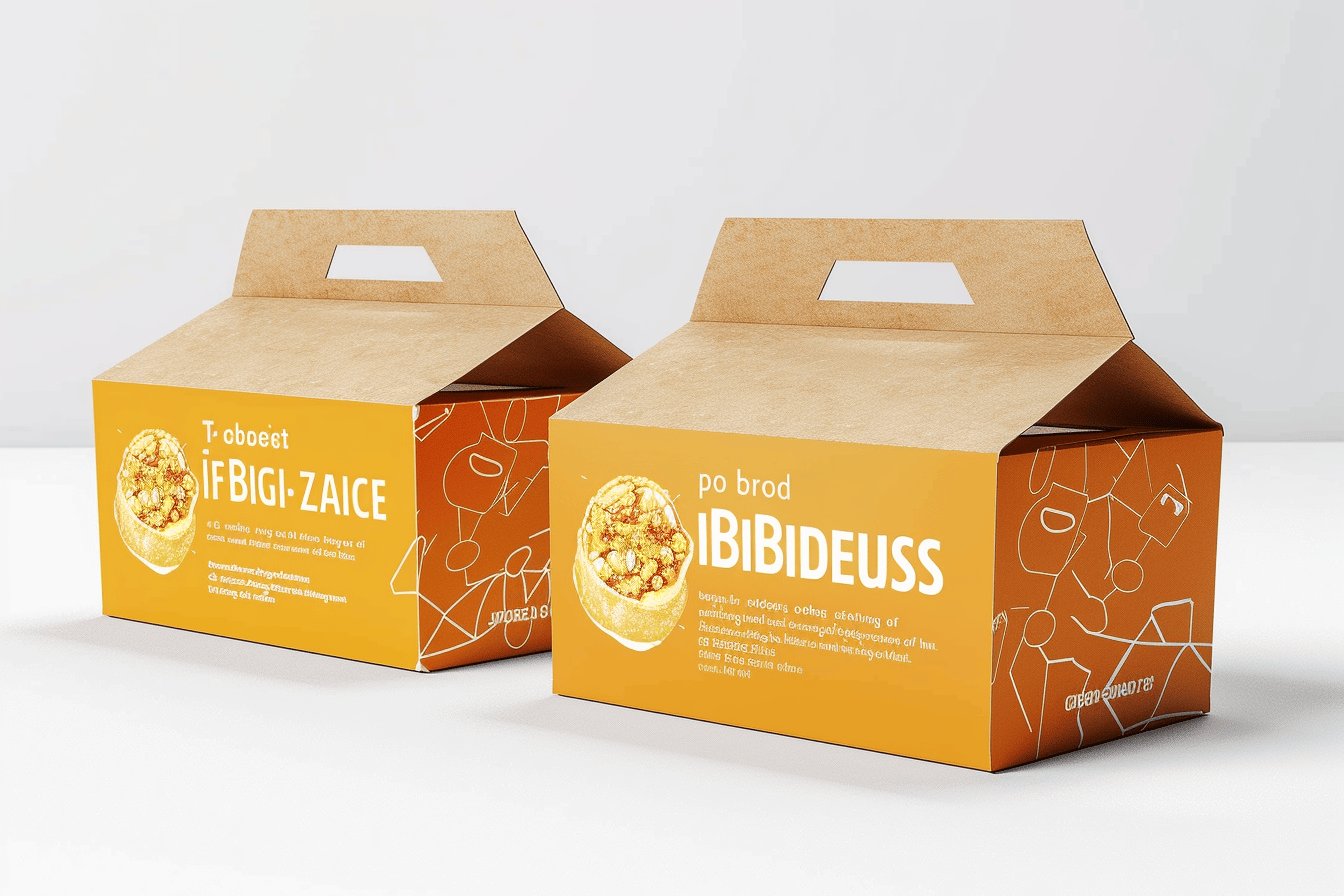 Custom food packaging boxes with vibrant designs for takeaway and branding.