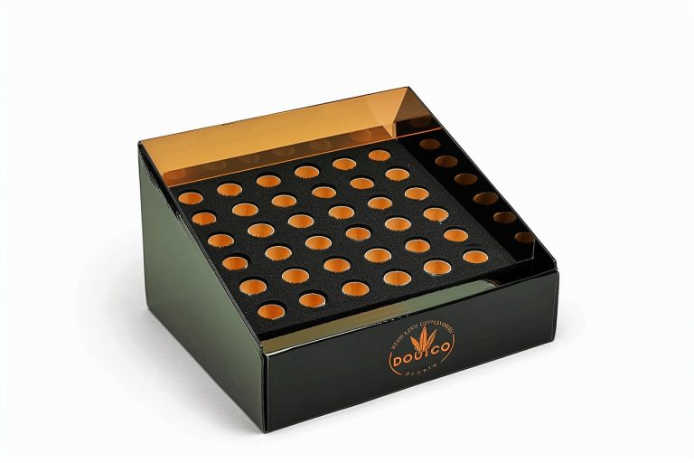 Premium Pre-Roll Display Box with Foam Inserts and Transparent Lid