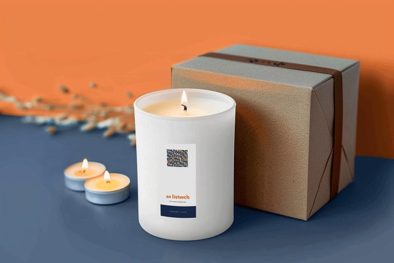 Minimalistic White Candle with Kraft Paper Box Packaging