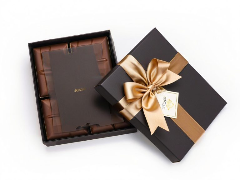 Premium Chocolate Gift Box with Gold Ribbon and Elegant Presentation